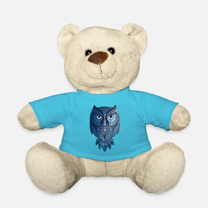 Blaue Eule mit Universum - Teddy - Atollblau