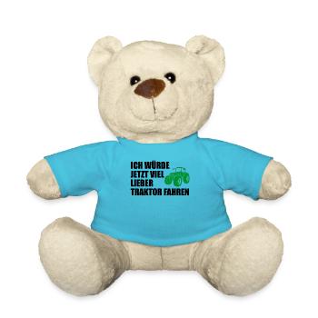 Traktor Trecker Bauer Landwirtschaft Geschenk - Teddy - Atollblau - Vorne