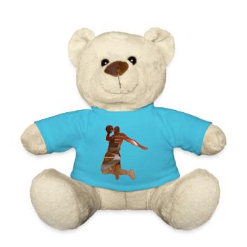 Basketball Baller Dunker Silhouette - Teddy Bear - atoll blue - Front