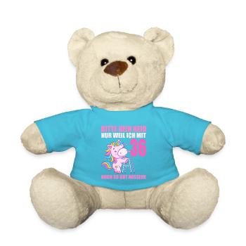 Bitte kein Neid 36 Jahre Einhorn 36. Geburtstag - Teddy - Atollblau - Vorne