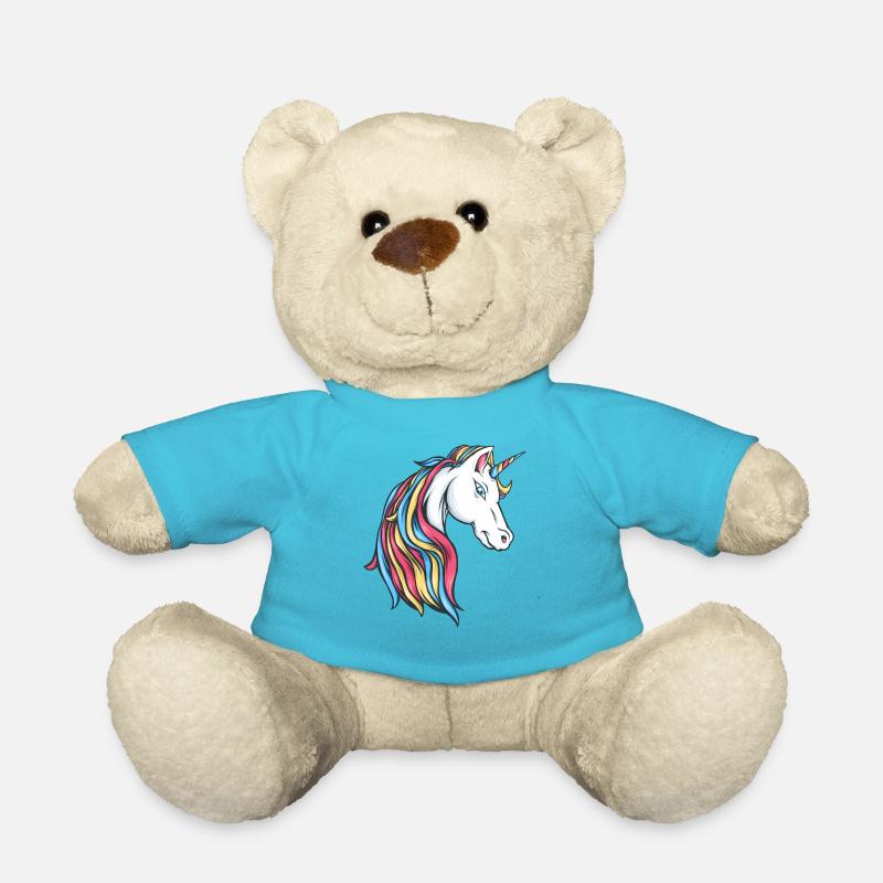 Regenbogen Einhorn Unicorn Rainbow bunte Einhörner - Teddy - Atollblau