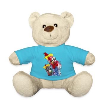 Ein witziges Huhn, Hühnchen, Hähnchen mit Brille - Teddy - Atollblau - Vorne