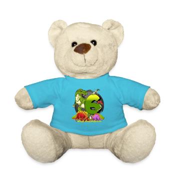 Dinosaur Birthday Gift 6 Years Boy - Teddy Bear - atoll blue - Front