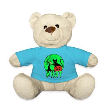 What Cat With Knife,Scary Cat With Knife Halloween - Teddy Bear - atoll blue - Front