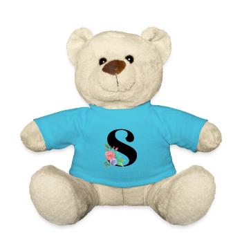 Letter S personalized gift alphabet first name Christmas - Teddy Bear - atoll blue - Front