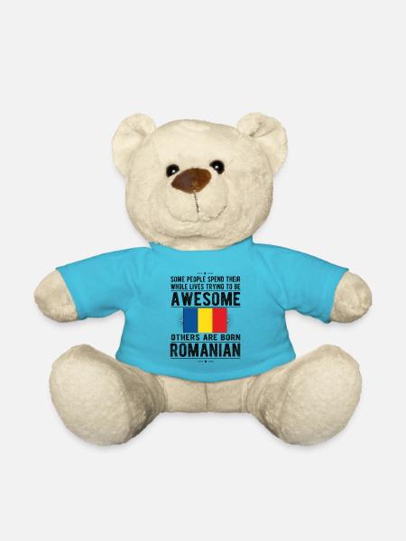 Fier drapeau roumain roumain d'origine roumaine - Nounours - bleu outremer