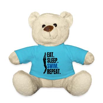 Eat Sleep Swim Repeat - Swimming Swimmers - Teddy Bear - atoll blue - Front