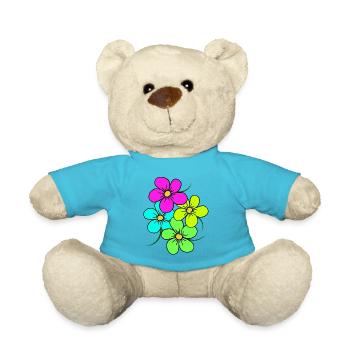 colorful flowers, bouquet, flower tendril, floral - Teddy Bear - atoll blue - Front