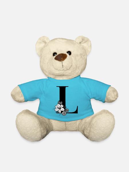 Letter L - Teddy Bear - atoll blue