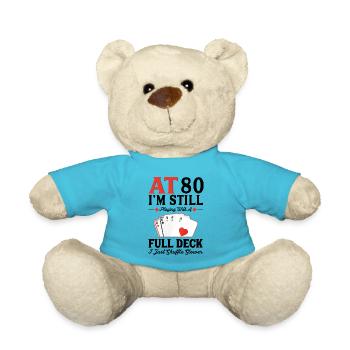 Spielkarten Spielen - 80. Geburtstag - Teddy - Atollblau - Vorne
