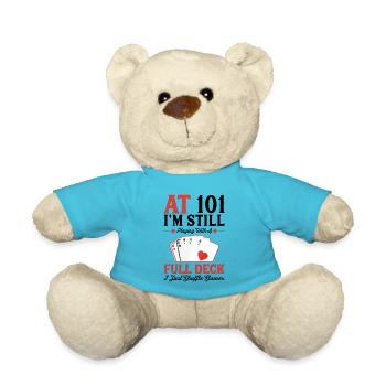 Deckkarten Spielen – 101. Geburtstag - Teddy - Atollblau - Vorne