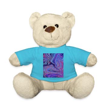 Lila und blaues Marmormuster - Teddy - Atollblau - Vorne