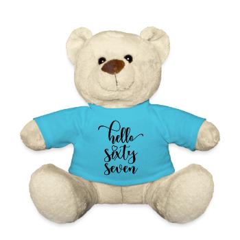 Hello Sixty Seven Cute 67 Years Old Birthday - Teddy Bear - atoll blue - Front