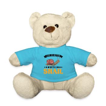 Life is better with a Snail Schnecke - Teddy Bear - atoll blue - Front
