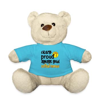 Memaw Grandma By Softball Player Softball Memaw - Teddy Bear - atoll blue - Front