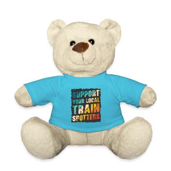 Train Trainspotter Locomotive Hobby Trainspotting - Teddy Bear - atoll blue - Front
