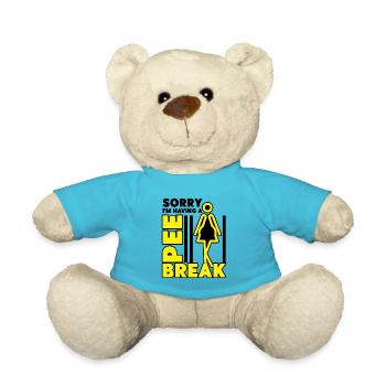 Pregnancy Funny Announcement I'm Having a Pee - Teddy Bear - atoll blue - Front
