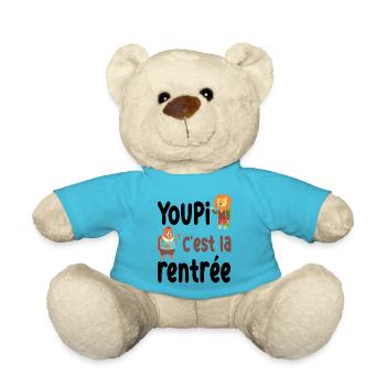 Youpi c'est la rentrée / Humour retour à l'école - Nounours - bleu outremer - Devant