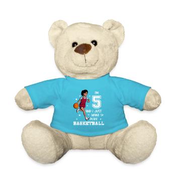 Girl plays basketball - I'm 5 - Teddy Bear - atoll blue - Front