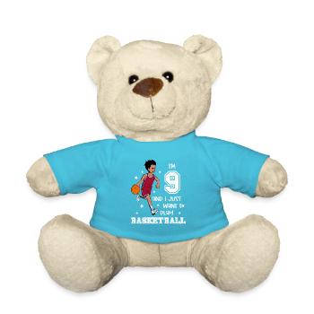 Boy plays basketball - I'm 9 - Teddy Bear - atoll blue - Front