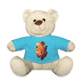 Koala with child, Australia, fire - Teddy Bear - atoll blue - Front