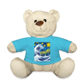 Kanagawa Waves Aesthetic Japanese Art Great Wave - Teddy Bear - atoll blue - Front
