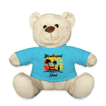 Misanthropical Island Funny Sarcasm Palms - Teddy Bear - atoll blue - Front