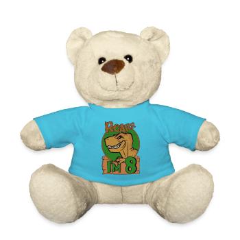8yr T Rex Dinosaur Birthday Boy Im 8 Years Old - Teddy - Atollblau - Vorne