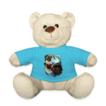 3 Moon Mops Hund Liebhaber Cool Tier Haustier Neuheit Wortspiel - Teddy - Atollblau - Vorne