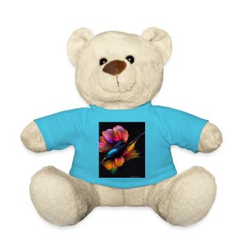 Schöner bunter Schmetterling - für die Starken und Mutigen - Teddy - Atollblau - Vorne