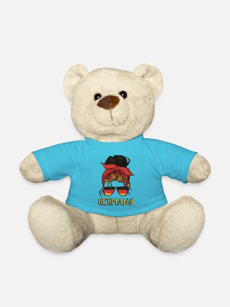Deutschland Mädchen Fußball Deutsche Flagge - Teddy - Atollblau