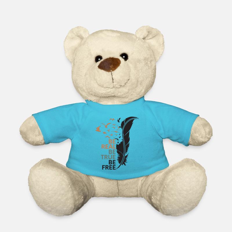 Motivation Slogan Graphic Design "Be Real and Free" - Teddy Bear - atoll blue