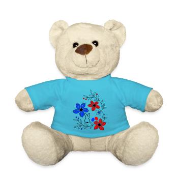 Ostern, Blumenranke - Teddy - Atollblau - Vorne