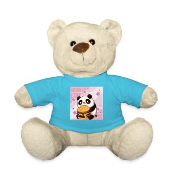 Cute Kawaii Panda, The Burger Anime Manga Otaku - Teddy Bear - atoll blue - Front