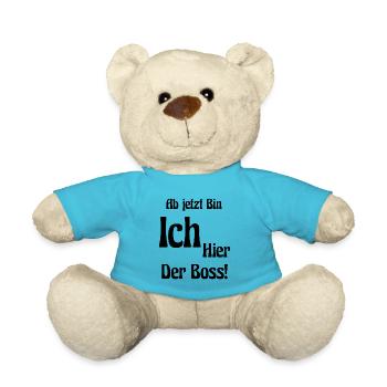 Schriftzug-Shirt "Chef" - Teddy - Atollblau - Vorne