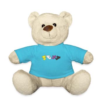 Non-Binary Flag Pride LGBTQ Axolotl - Teddy Bear - atoll blue - Front