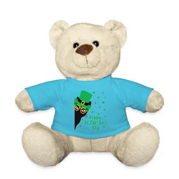 Funny cat st patrick's day saint paddy's saint pat - Teddy Bear - atoll blue - Front