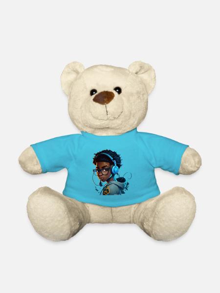 Digitaler Gaming-Charakter mit Headset - Teddy - Atollblau
