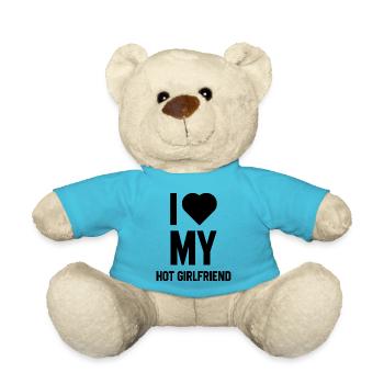 I Love My Hot Girlfriend - Girlfriend Funny Gift - Teddy Bear - atoll blue - Front