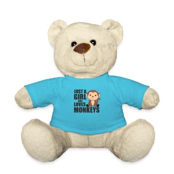 Only a girl who loves monkeys - sweet monkey - Teddy Bear - atoll blue - Front