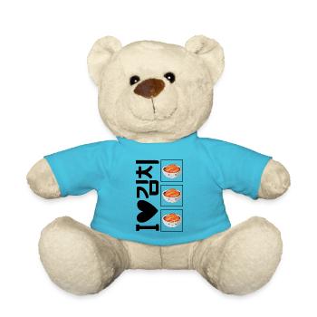 Korea Shirt, 김치 I Love Kimchi Hangul Tee, Koreanisch - Teddy - Atollblau - Vorne