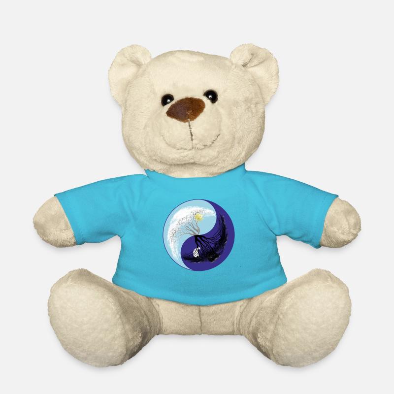 Yin Yang mit Baum - Grafik - heilige Geometrie - Teddy - Atollblau