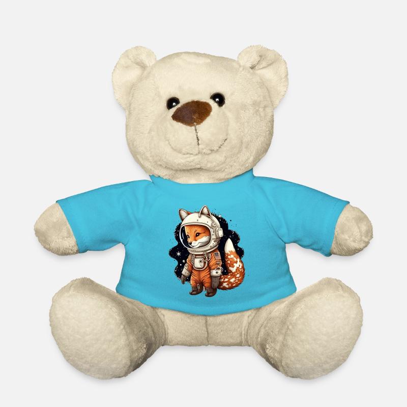 A cute astronaut fox - Teddy Bear - atoll blue