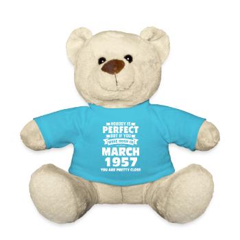 66. Geburtstag März Jahrgang 1957 Geschenkidee - Teddy - Atollblau - Vorne