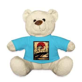 Neunschwänziger Fuchs Japanische Retro Kunst - Teddy - Atollblau - Vorne