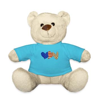 Leopard amerikanische Flagge Herzen 4. Juli - Teddy - Atollblau - Vorne