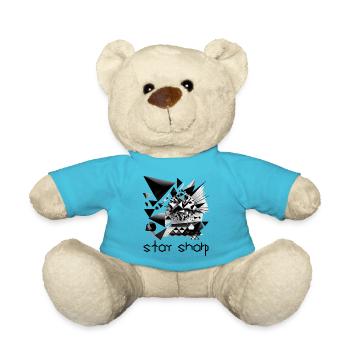 Schwarz-Weiß-Design abstraktes Design - Teddy - Atollblau - Vorne