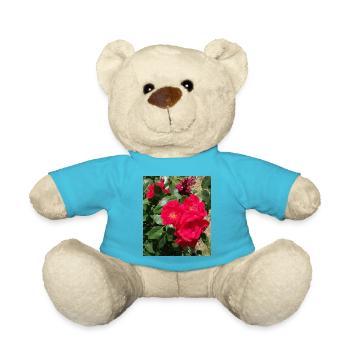 roses rouge avec ses feuilles - Nounours - bleu outremer - Devant