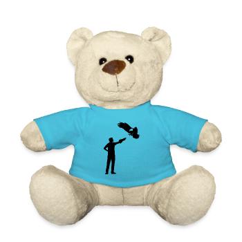 Falkner Mit Greifvogel Falke Falknerei Geschenk - Teddy - Atollblau - Vorne