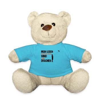 Drachenfliegen Spruch Drachensteigen Geschenk - Teddy - Atollblau - Vorne